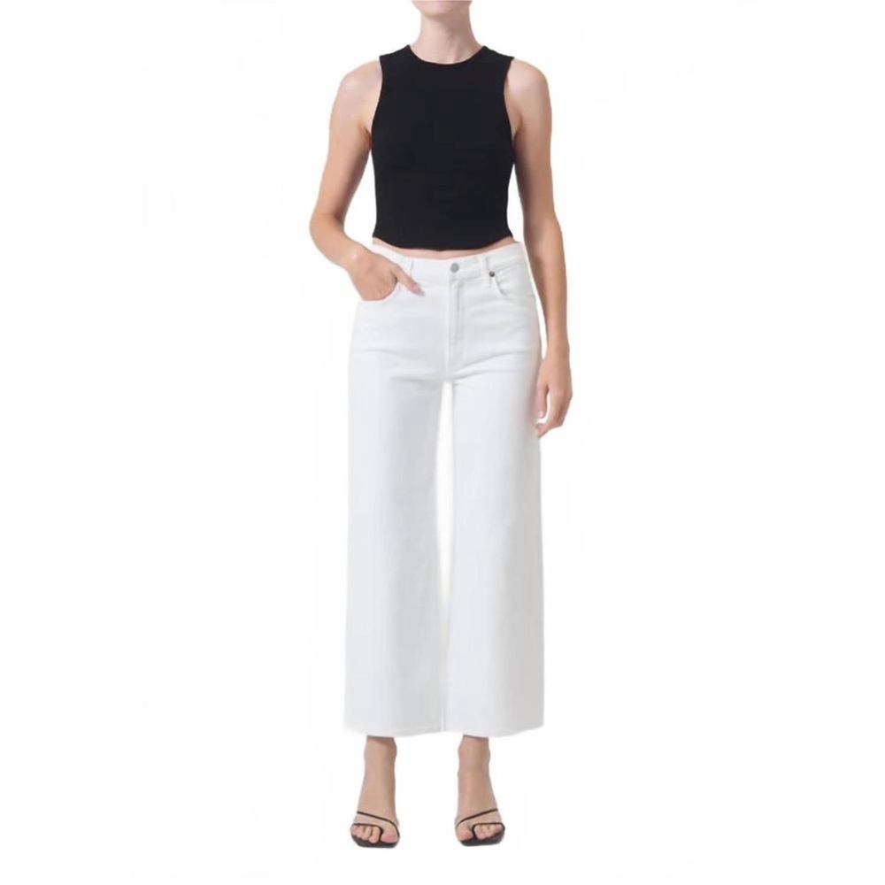 Agolde Harper Crop White Wide-Leg Jeans